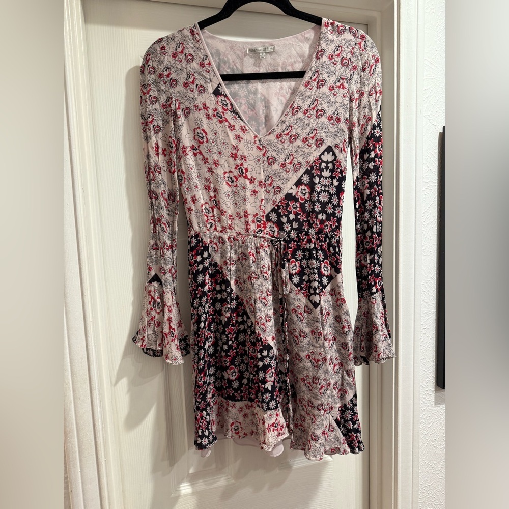 Rebecca Minkoff June Dress Black and Red Floral Long Sleeve Dress - Picture 3 of 6